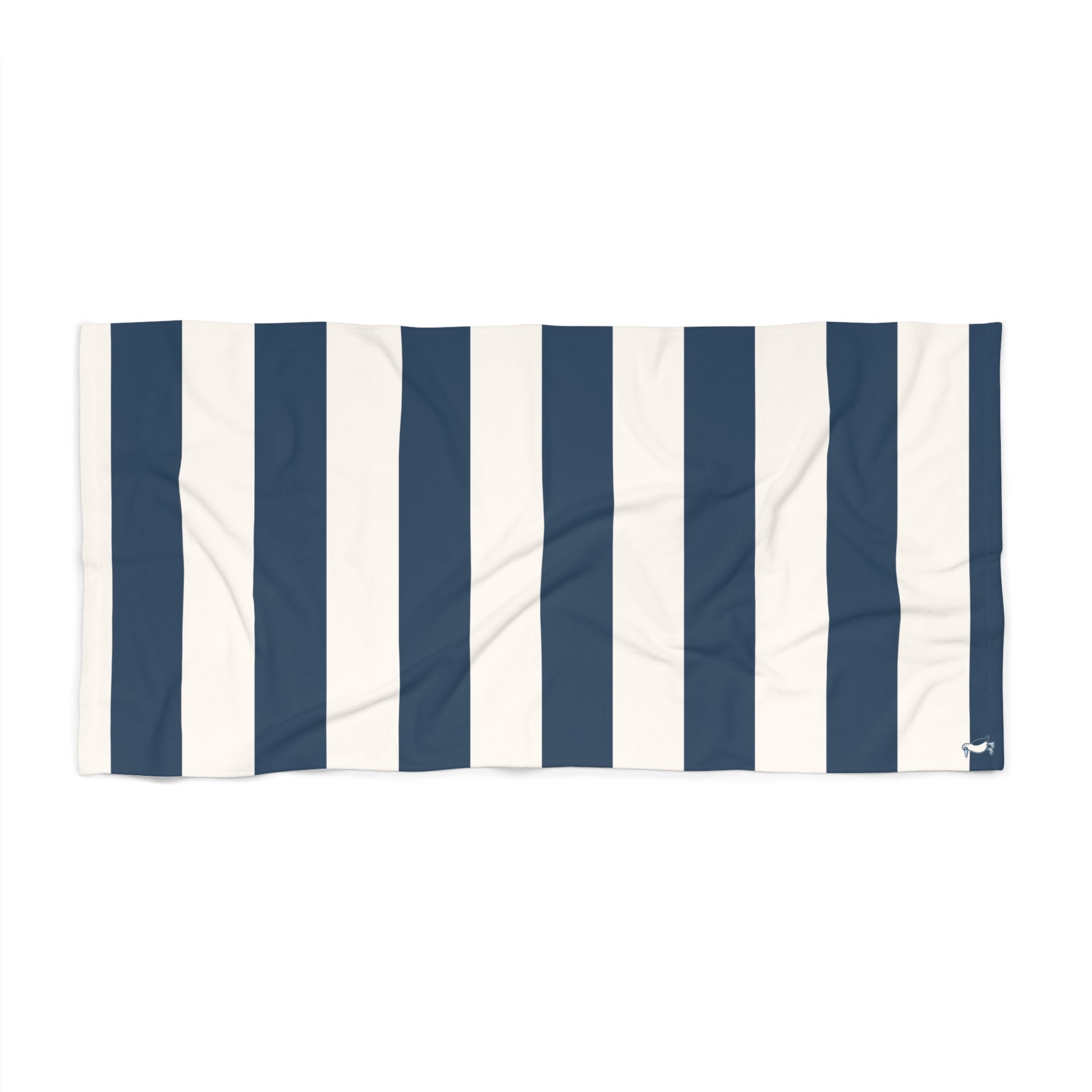 The Bayside Beach Towel - Navy + Ivory Striped