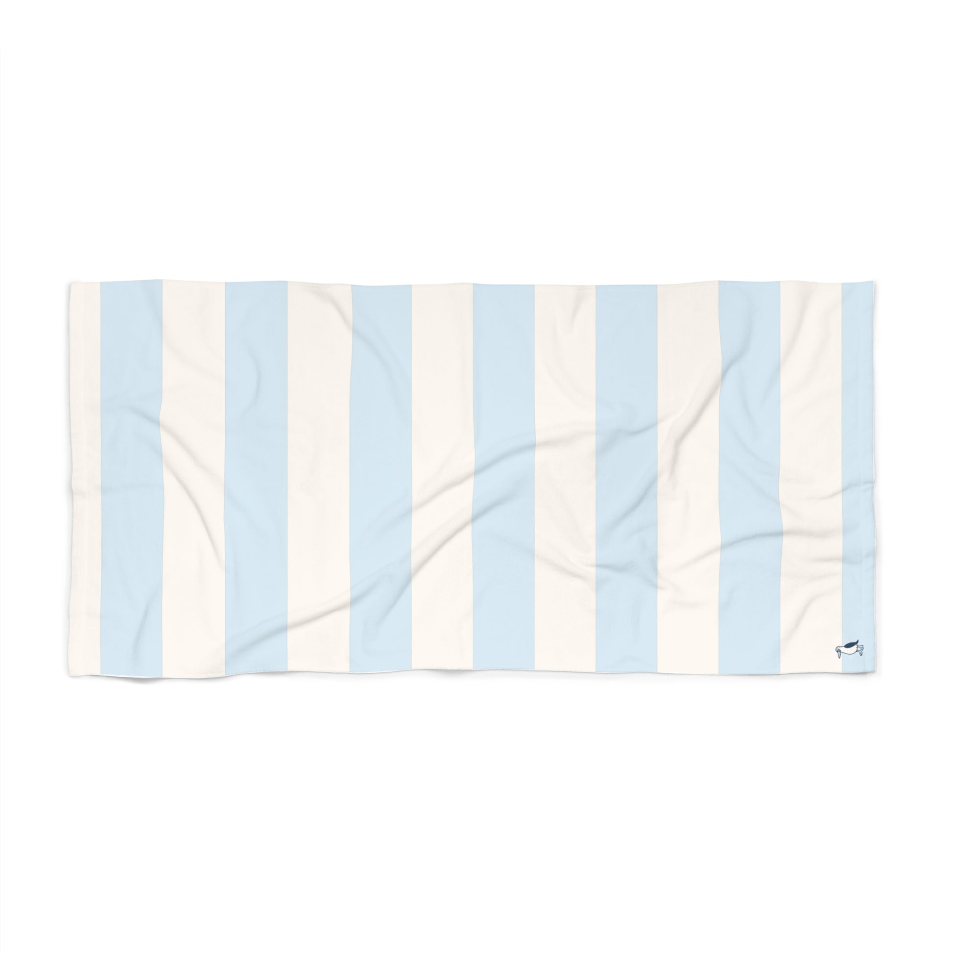 The Bayside Beach Towel - Baby Blue + Ivory Striped