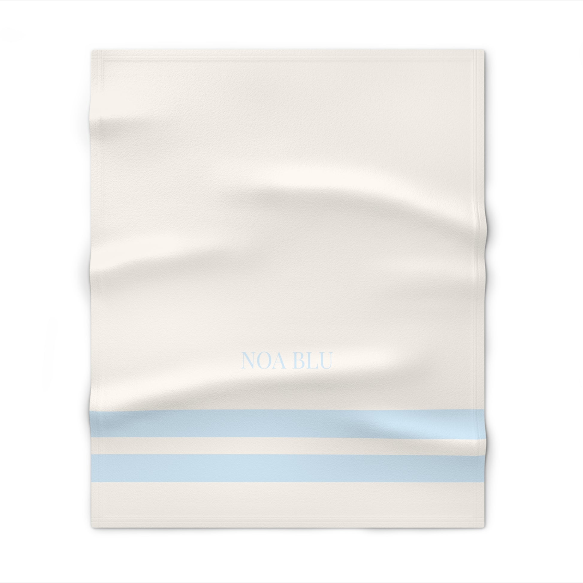 Lightweight Throw Blanket - Ivory + Baby Blue