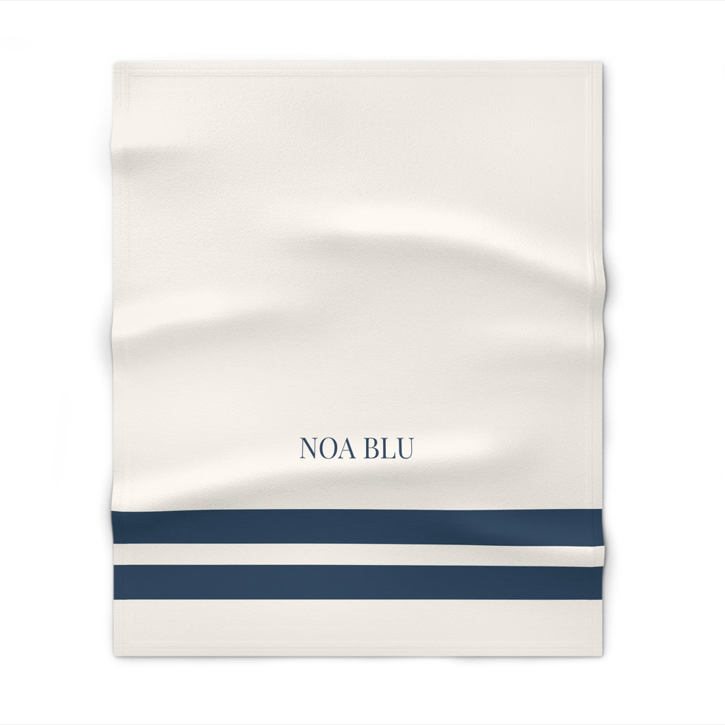 Lightweight Throw Blanket - Ivory + Navy