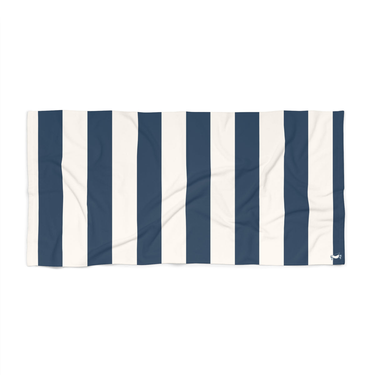 The Bayside Beach Towel - Navy + Ivory Striped